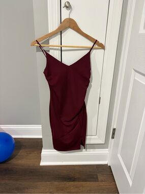 Emerald Sundae Wine Spaghetti-Strap V-Neck Mini Dress
